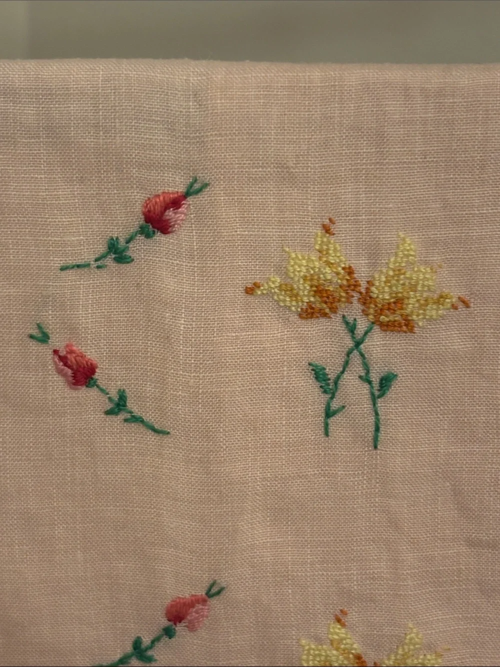 Vintage pink embroidered tea towels